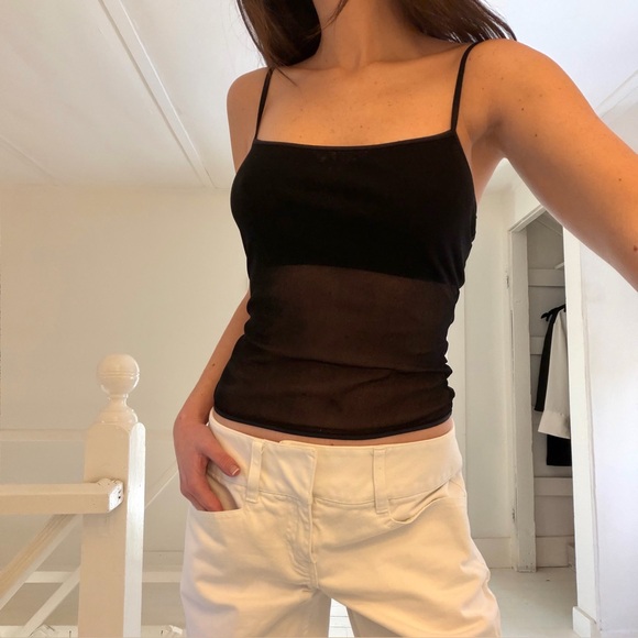 Cosabella Vintage 90s Sheer Mesh Camisole Tank Black Size S - Picture 2 of 8